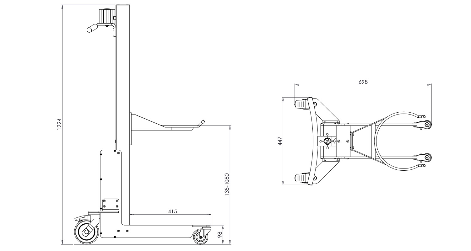 Varimixer - Lift - Easylift 30-60 - Product Dimensions Illustration