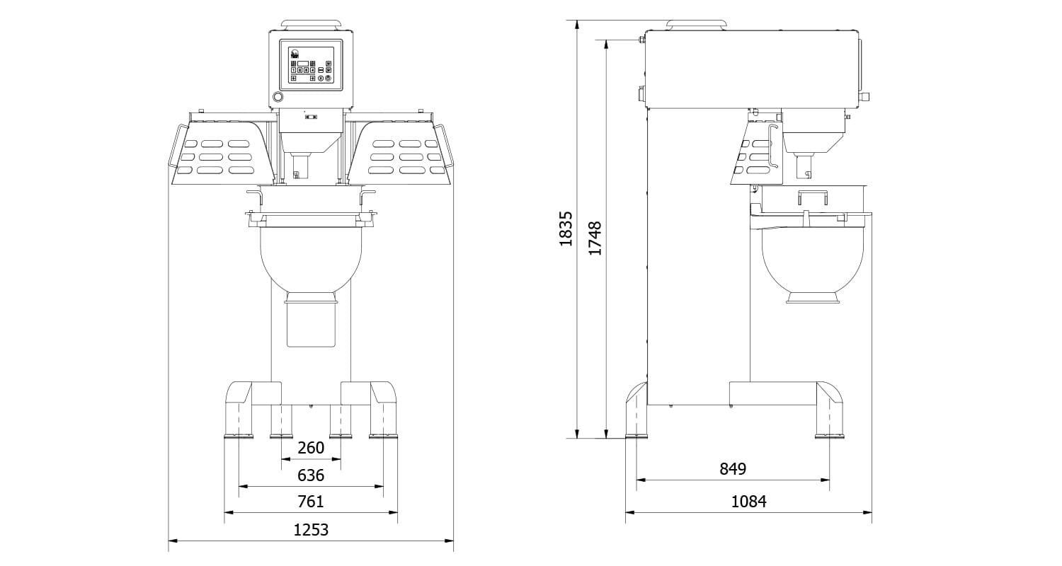 Varimixer ERGO60 - Professional Planetary Mixer - Product Dimensions Illustration