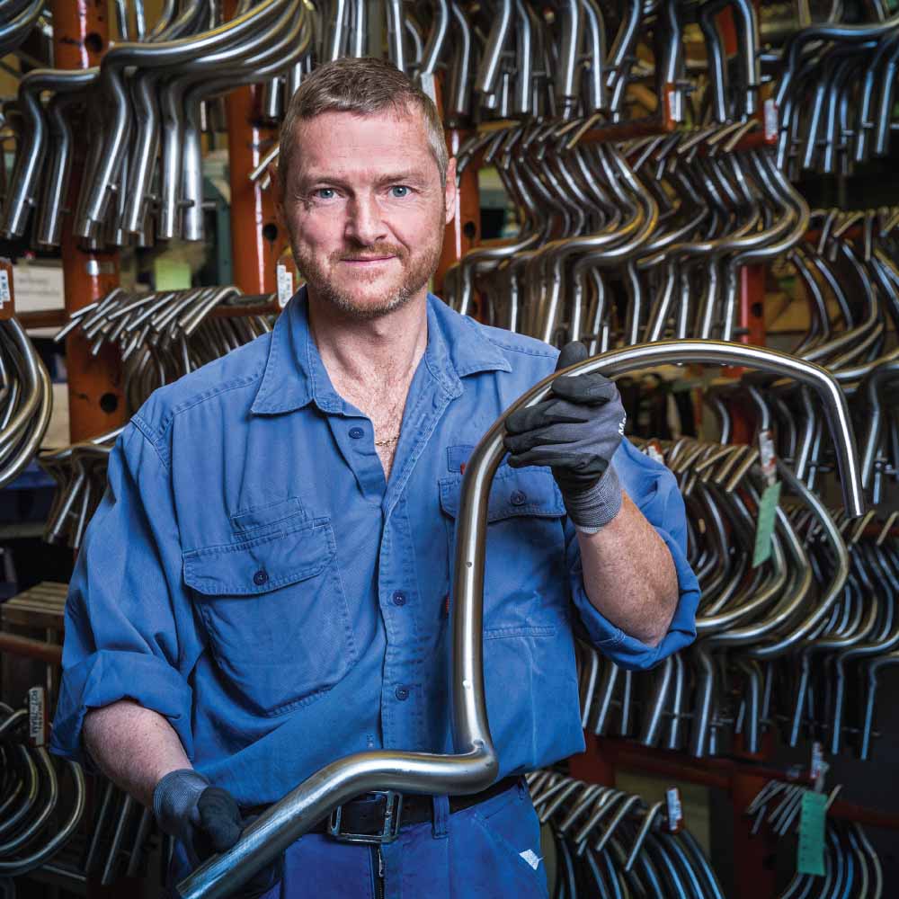 Varimixer Production bending dough hook process - Dough hook done