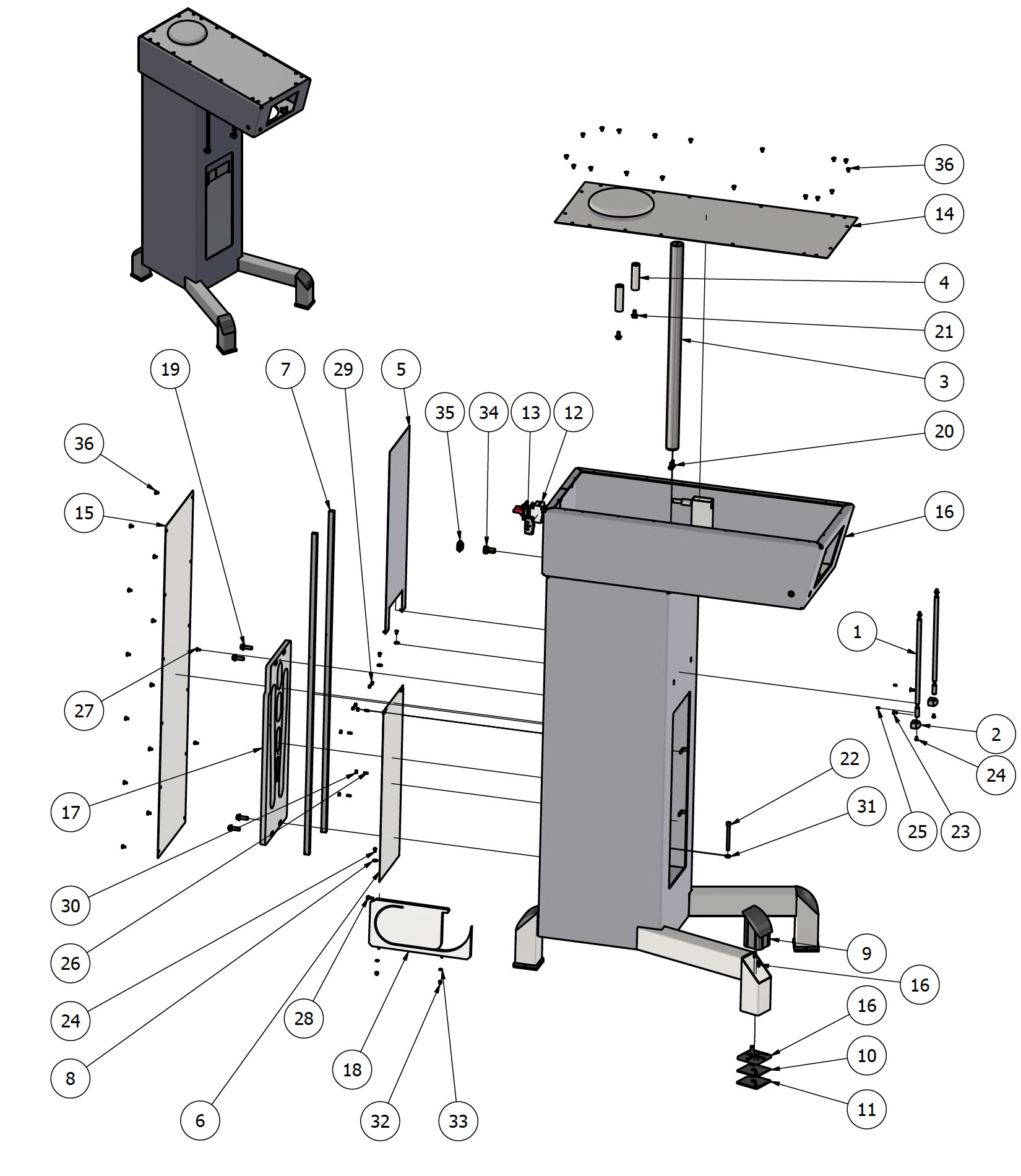 varimixer_ar200_vl5_spare_parts_machine_column - Varimixer Varimixer AR200 VL5 - Spare Parts - machine column