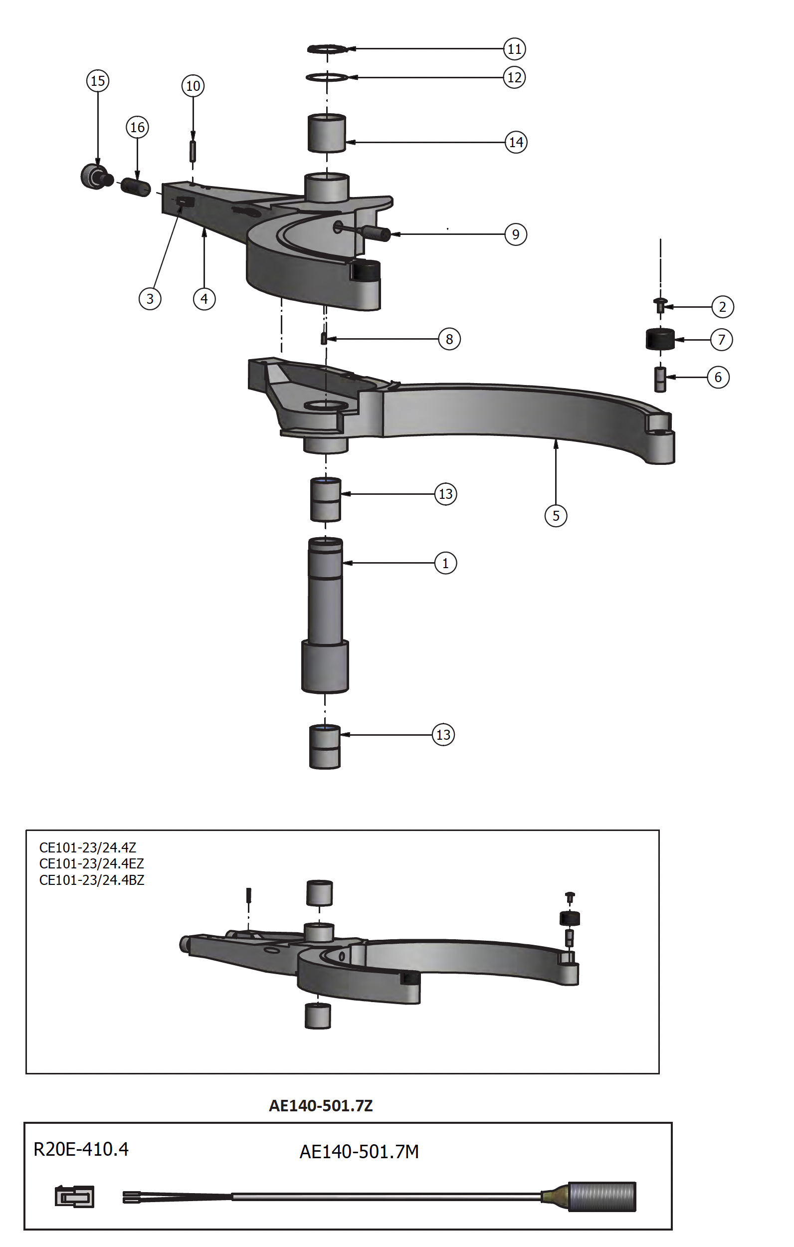 Varimixer ERGO100 VL4 - Spare Parts - bowl arms from machine no 100001661