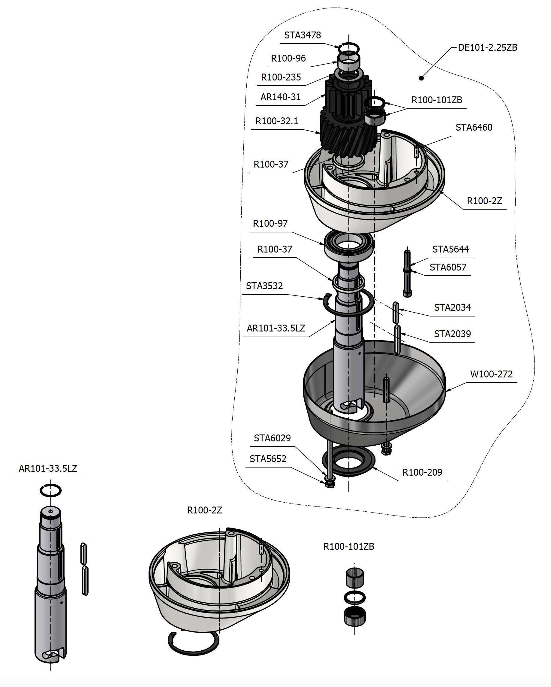 varimixer_ergo100_vl5_spare_parts_planetary_head_lower_part - Varimixer Varimixer ERGO100 VL5 - Reservedele - nedre del af planetarisk hoved